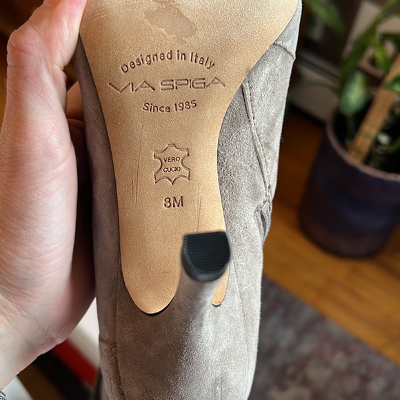 Via Spiga Tall Suede Heeled Boots - Picture 4 of 11